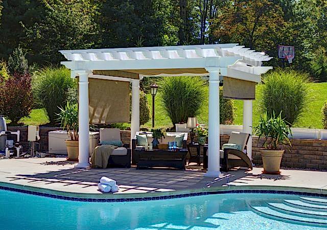 12x12 Vinyl Artisan Pergola with Optional Canopy and Curtains