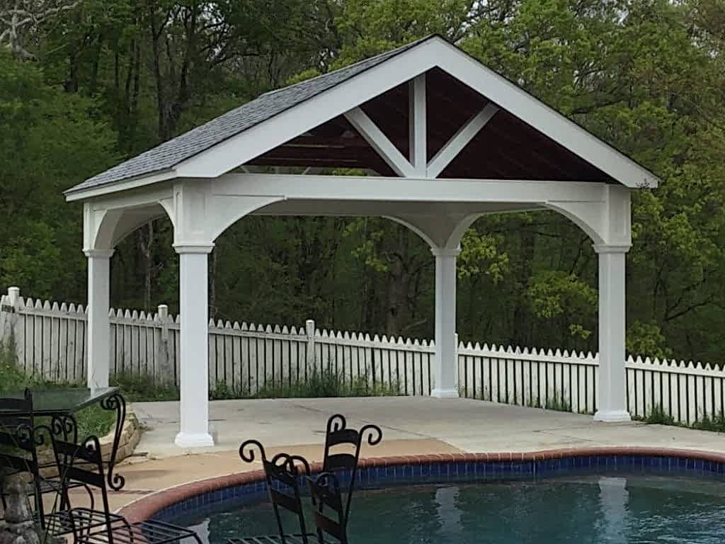 16x14 Vinyl A Frame Pavilion, 8x8 Posts, Charcoal Gray Shingles