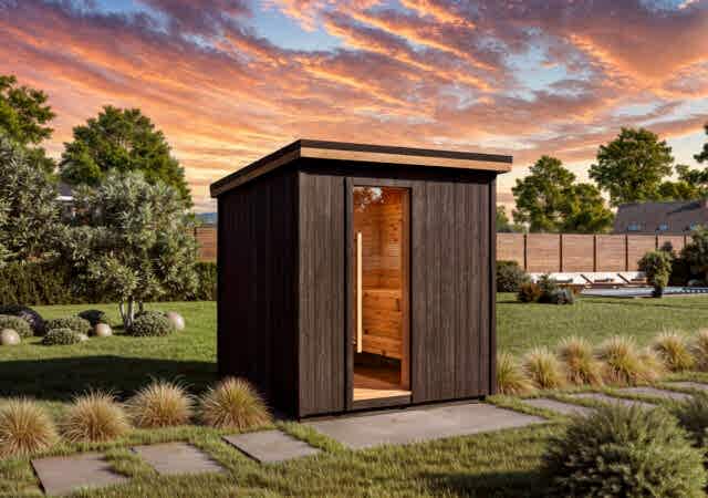 Sauna with overhang